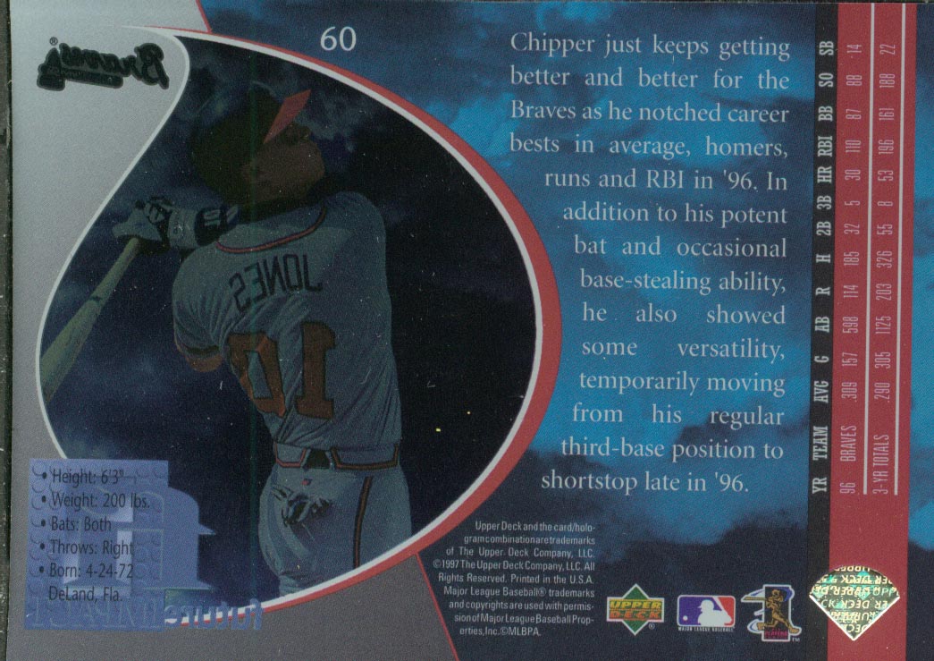 1997 UD3 #60 Chipper Jones back image