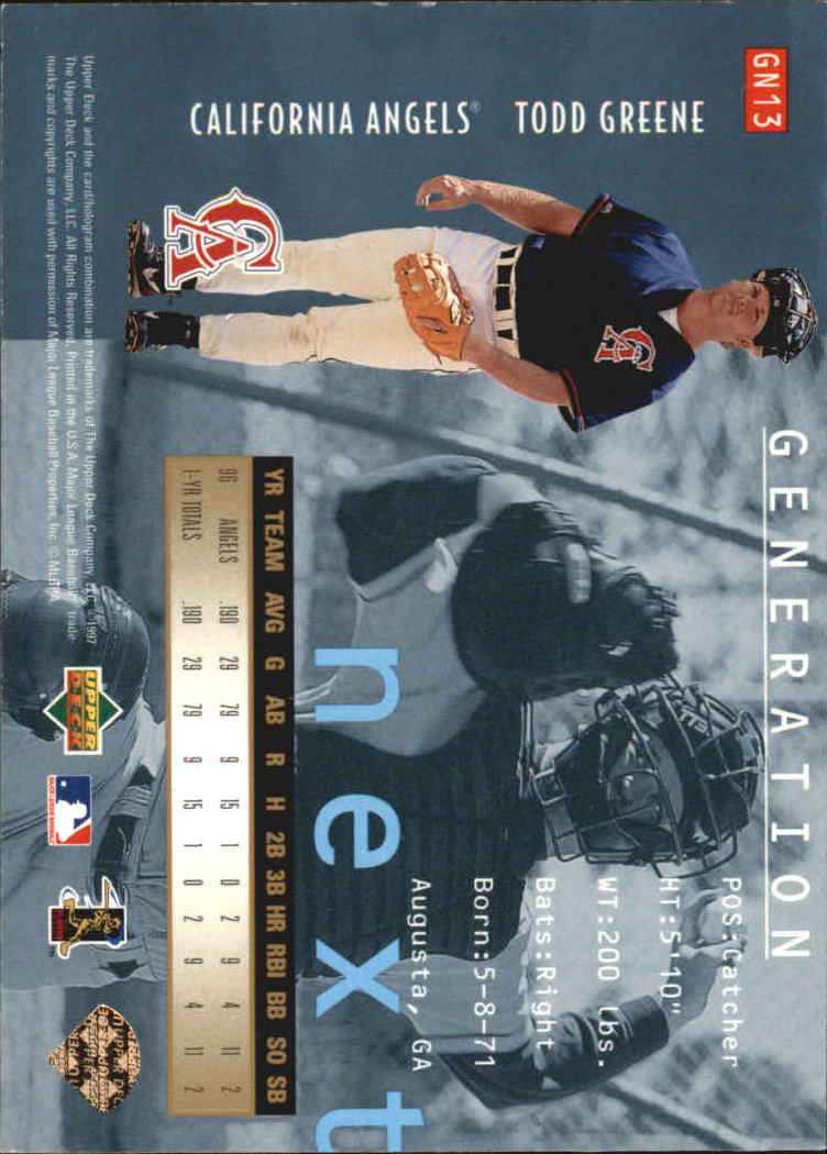 1997 UD3 Generation Next #GN13 Todd Greene back image
