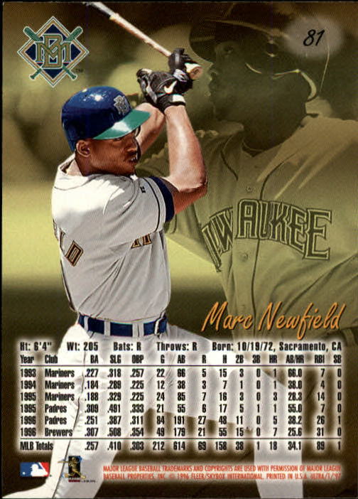 1997 Ultra #81 Marc Newfield back image