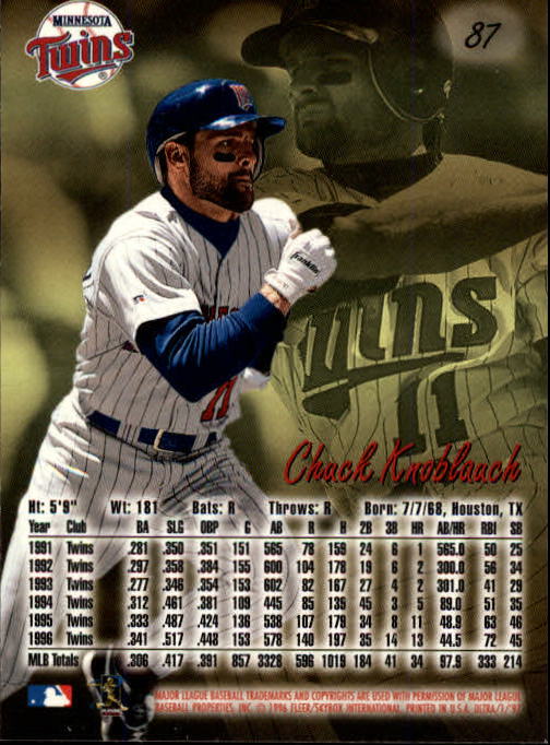 1997 Ultra #87 Chuck Knoblauch back image