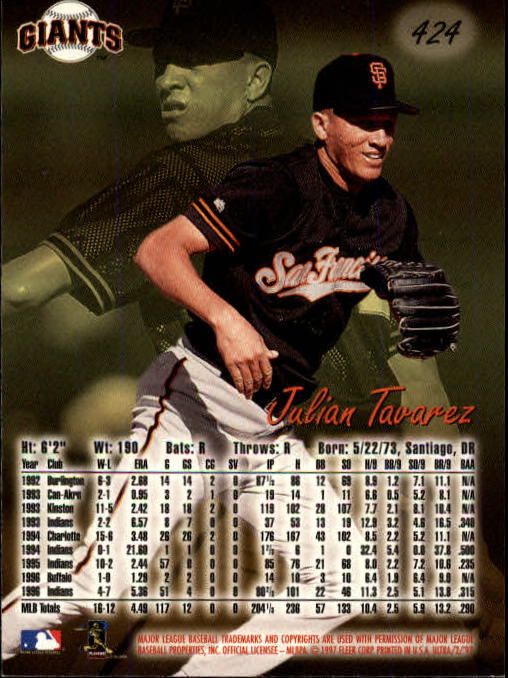 1997 Ultra #424 Julian Tavarez back image