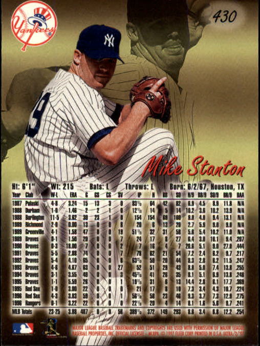 1997 Ultra #430 Mike Stanton back image