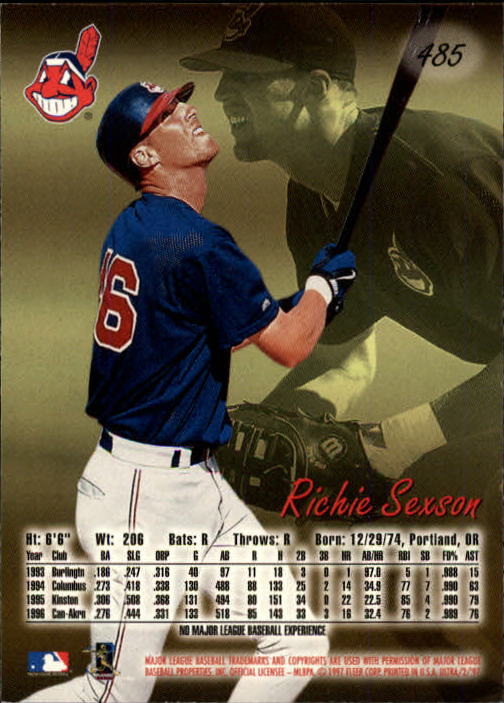 1997 Ultra #485 Richie Sexson back image