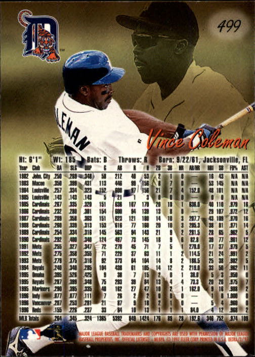 1997 Ultra #499 Vince Coleman - NM-MT