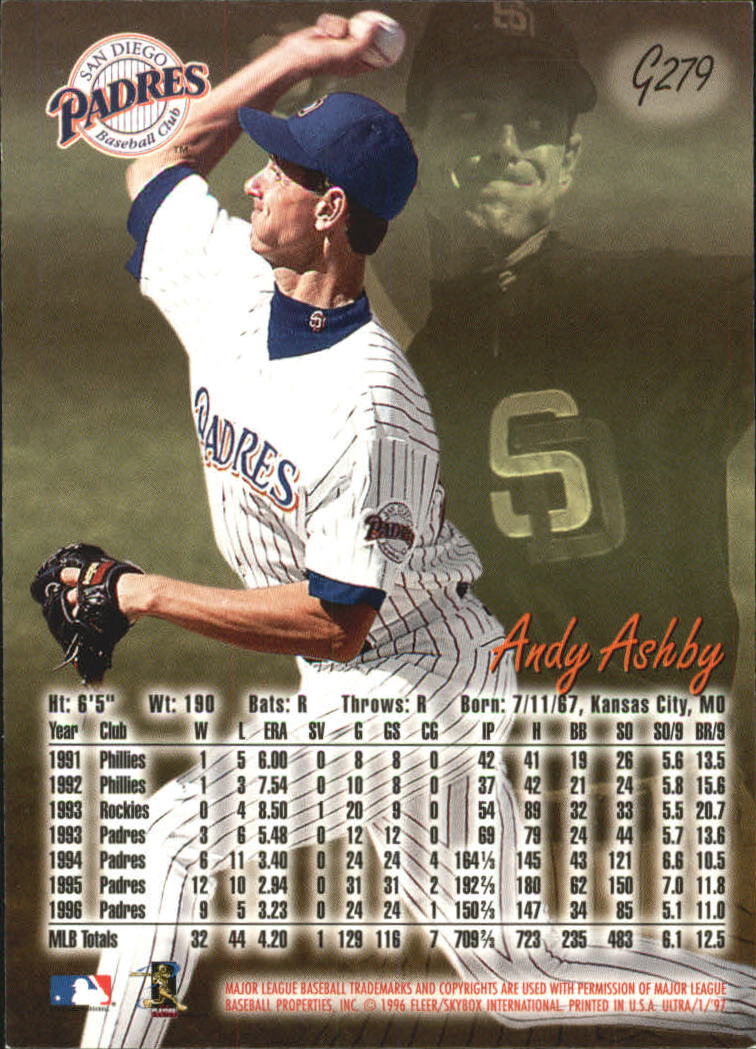 1997 Ultra Gold Medallion #279 Andy Ashby back image