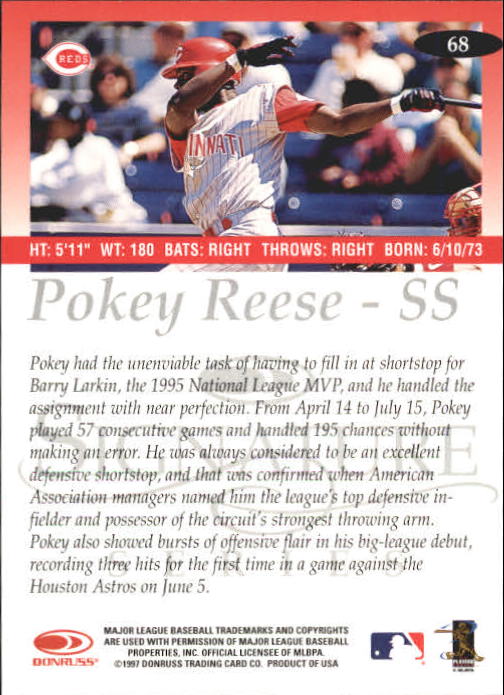 1997 Donruss Signature #68 Pokey Reese back image