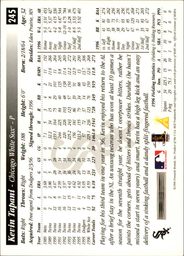 1997 Score #245 Kevin Tapani back image