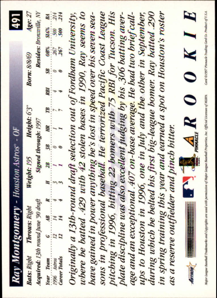 1997 Score #491 Ray Montgomery RC back image