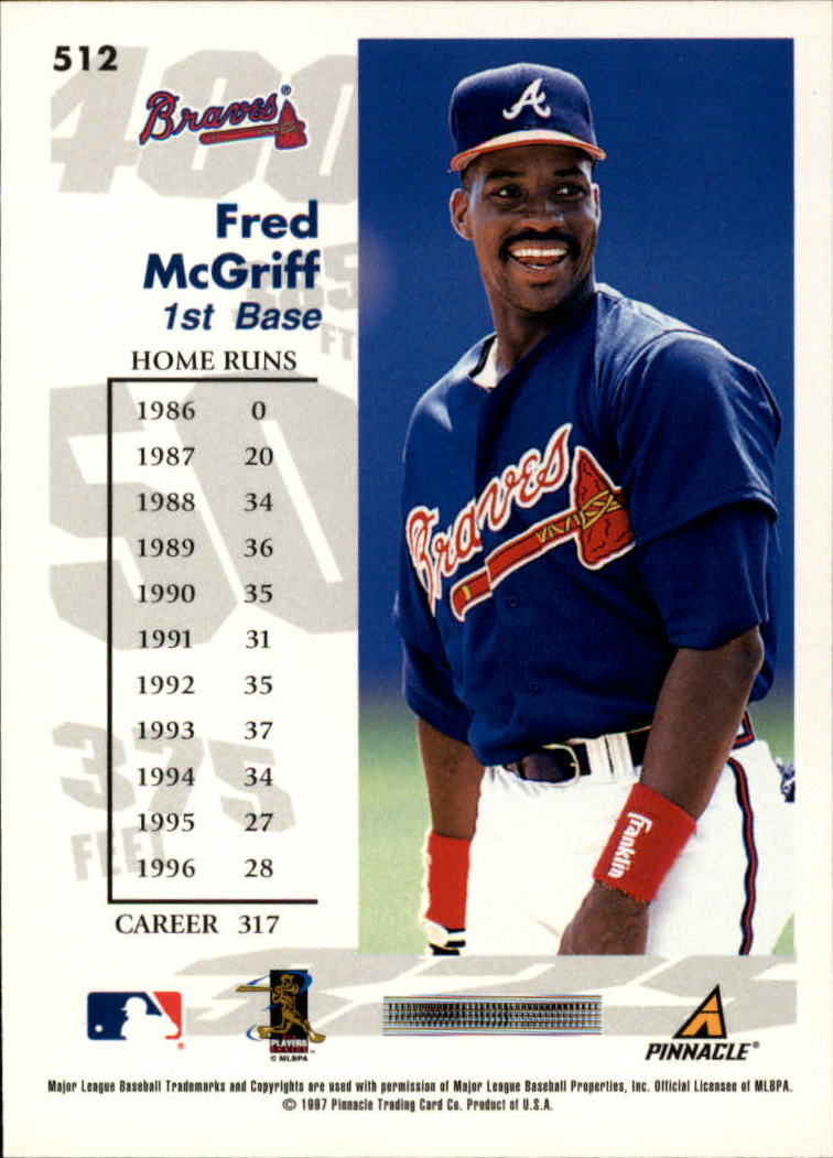 1997 Score #512 Fred McGriff GY back image