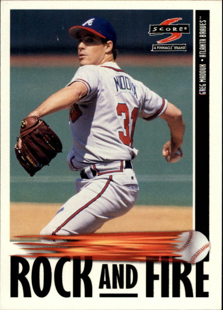 1997 Score #520 Greg Maddux RF - Rock and Fire - NM-MT