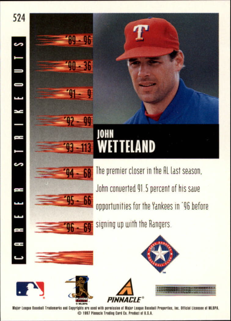 1997 Score #524 John Wetteland RF back image