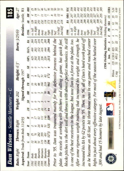 1997 Score Premium Stock #185 Dan Wilson back image