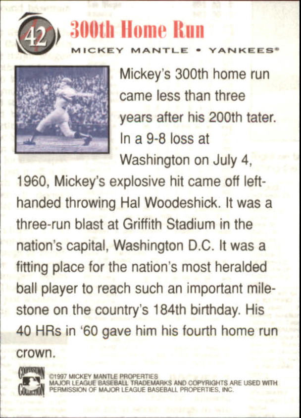 1997 Scoreboard Mantle #42 Mickey Mantle/300th Home Run back image