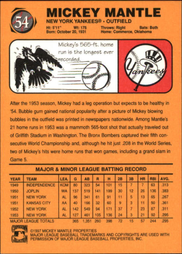 B6511- 1997 Scoreboard Mantle Baseball Cards 1-74 -You Pick- 15+ FREE US SHIP - Picture 107 of 146