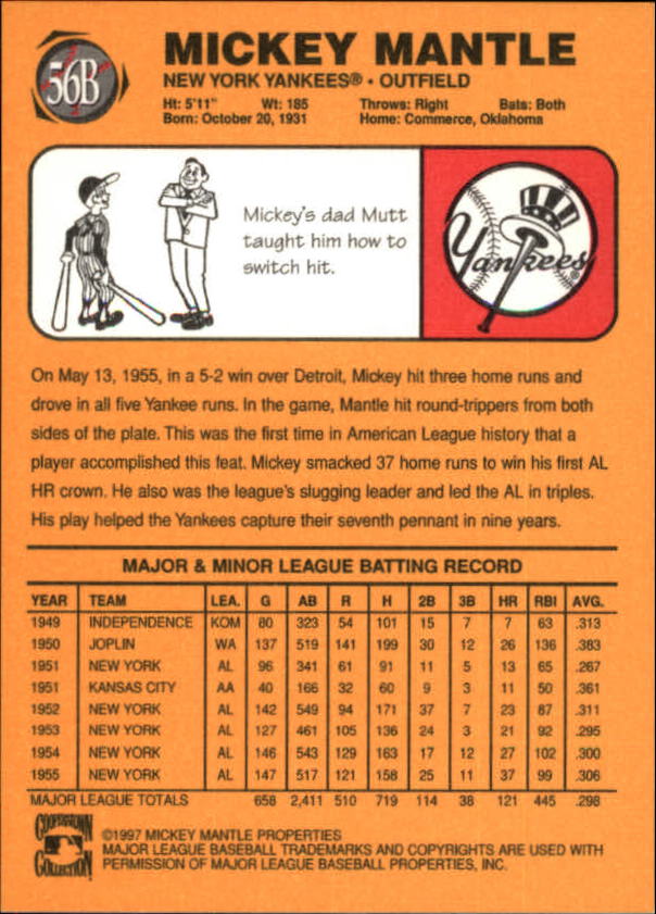 B6511- 1997 Scoreboard Mantle Baseball Cards 1-74 -You Pick- 15+ FREE US SHIP - Picture 113 of 146