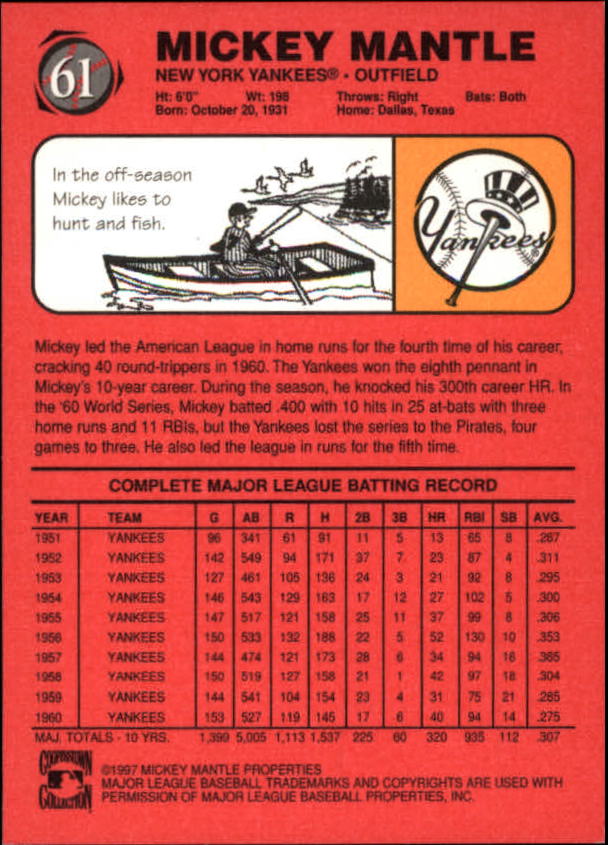 B6511- 1997 Scoreboard Mantle Baseball Cards 1-74 -You Pick- 15+ FREE US SHIP - Picture 122 of 146