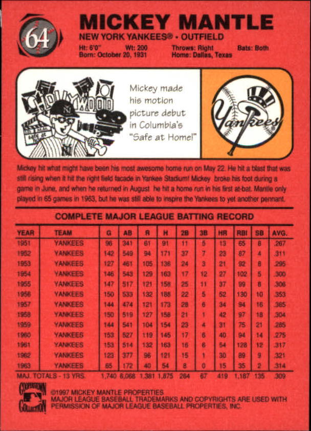 B6511- 1997 Scoreboard Mantle Baseball Cards 1-74 -You Pick- 15+ FREE US SHIP - Picture 127 of 146