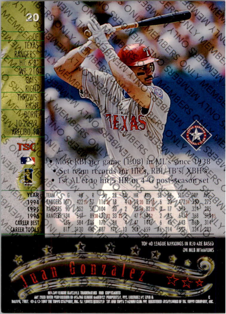 A2630- 1997 Stadium Club Members Only BB #s 1-250 -You Pick- 15+ FREE US SHIP - Picture 27 of 391
