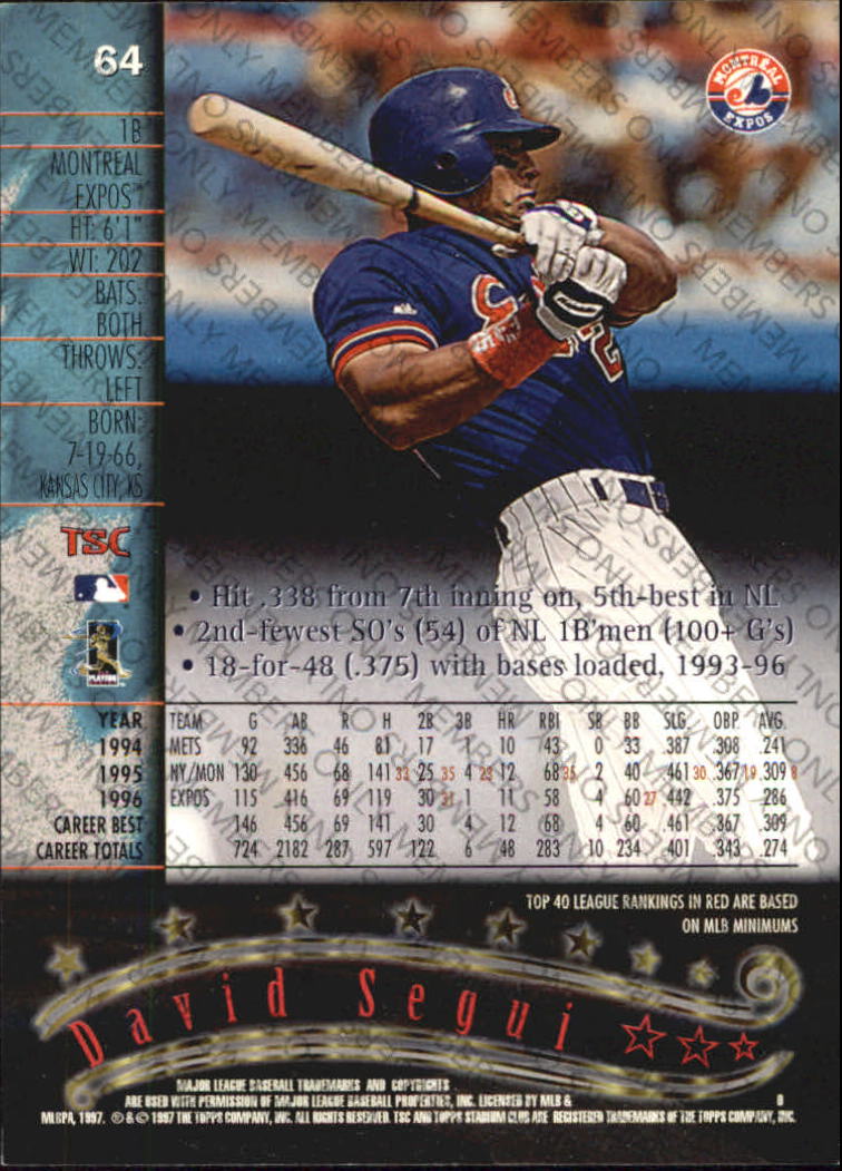 A2630- 1997 Stadium Club Members Only BB #s 1-250 -You Pick- 15+ FREE US SHIP - Picture 89 of 391