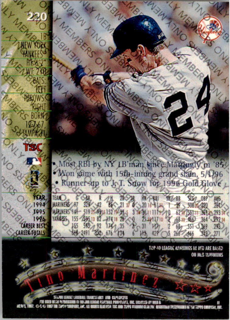 A2630- 1997 Stadium Club Members Only BB #s 1-250 -You Pick- 15+ FREE US SHIP - Picture 349 of 391