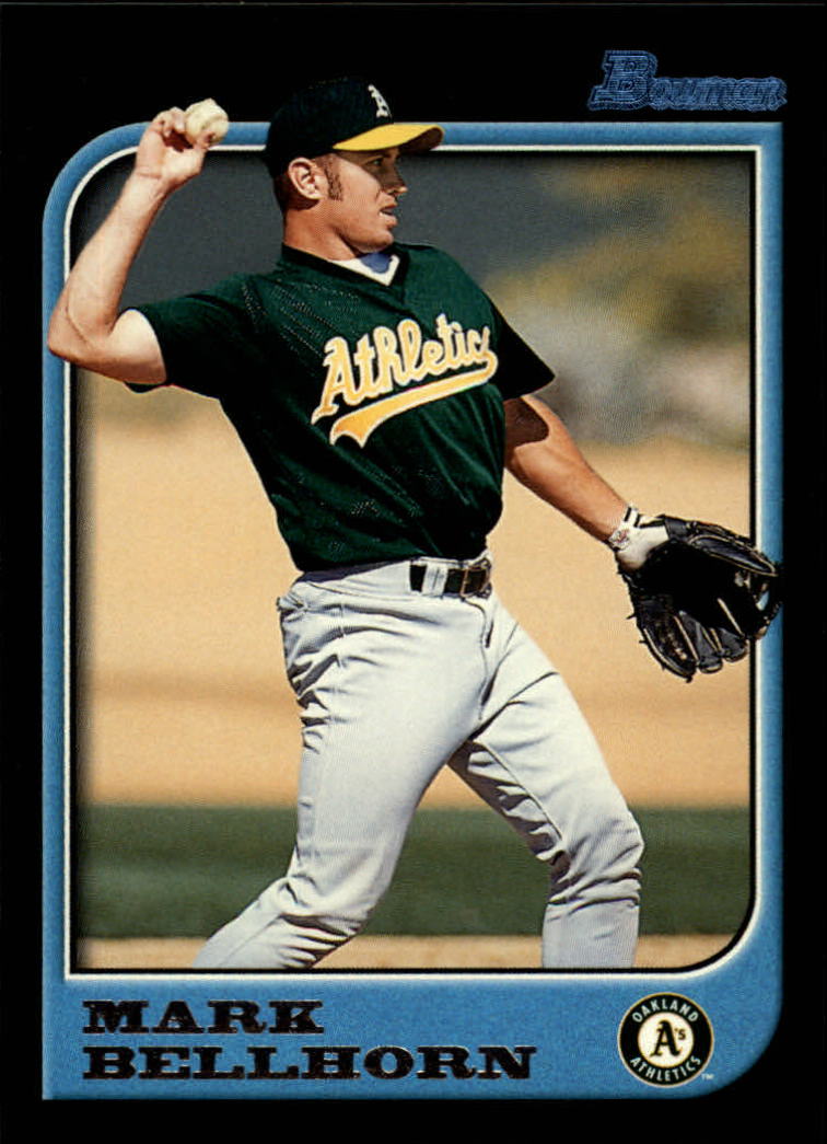 Mark Bellhorn autographed baseball card (Oakland A's) 1996 Topps