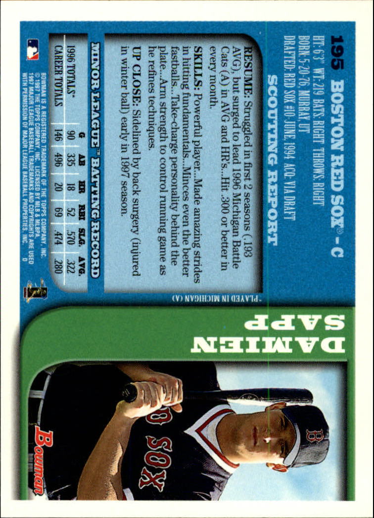 A9035- 1997 Bowman Baseball Card #s 1-250 +Rookies -You Pick- 10+ FREE US SHIP - Picture 391 of 501