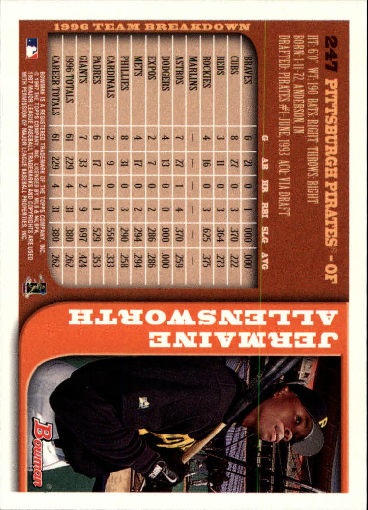 A9035- 1997 Bowman Baseball Card #s 1-250 +Rookies -You Pick- 10+ FREE US SHIP - Picture 495 of 501