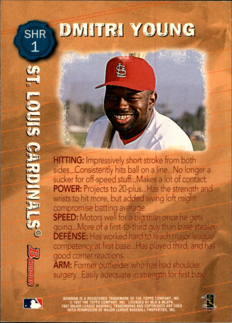 1997 Bowman Scout's Honor Roll #1 Dmitri Young back image