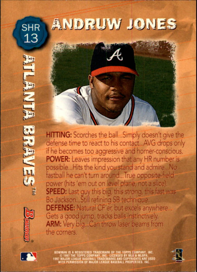 1997 Bowman Scout's Honor Roll #13 Andruw Jones back image