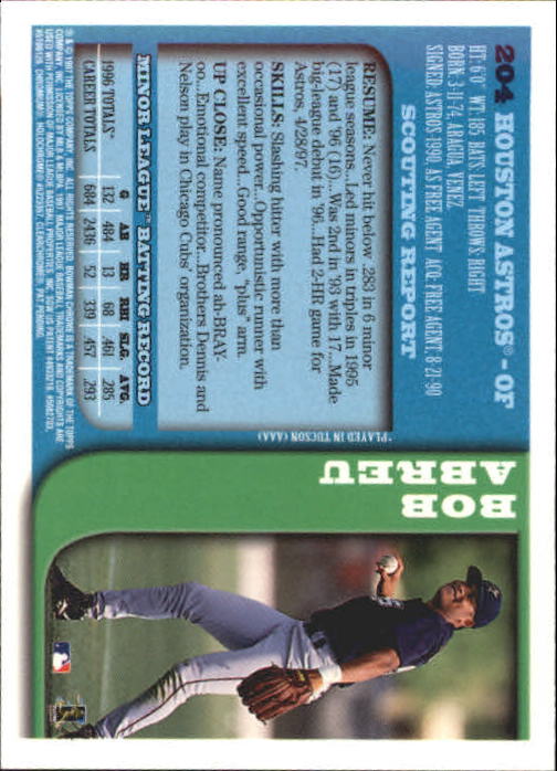 1997 Bowman Chrome #204 Bob Abreu back image