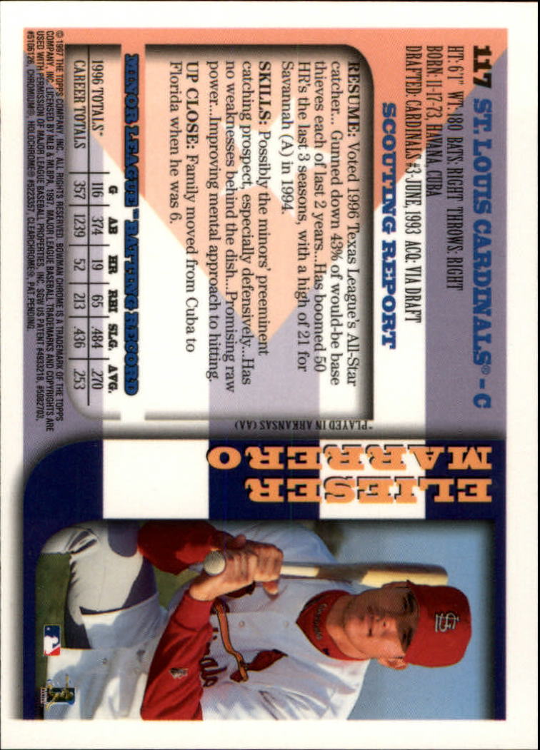 1997 Bowman Chrome International #117 Elieser Marrero back image