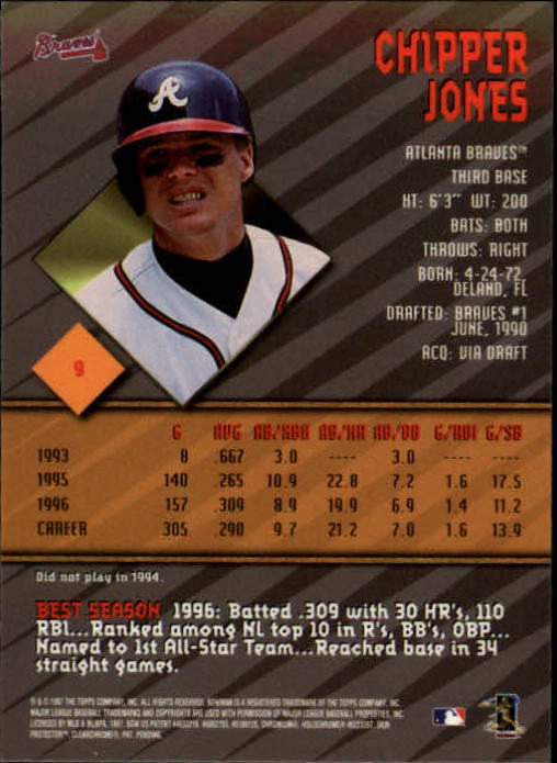 1997 Bowman's Best #9 Chipper Jones back image