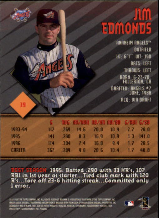1997 Bowman's Best #19 Jim Edmonds back image
