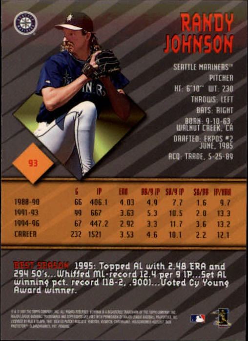 1997 Bowman's Best #93 Randy Johnson back image