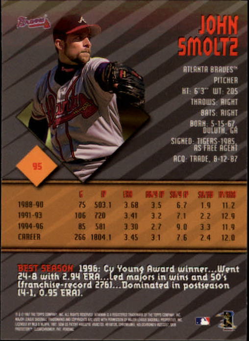 1997 Bowman's Best #95 John Smoltz back image