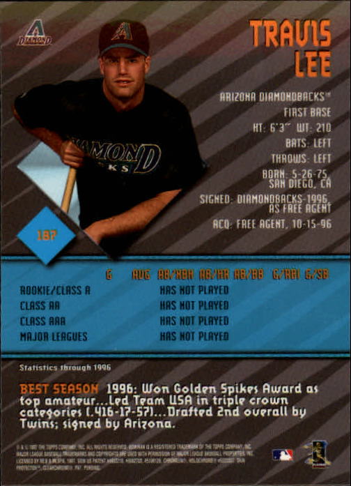 1997 Bowman's Best #187 Travis Lee RC back image