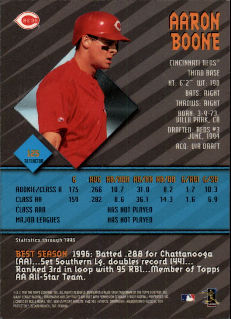 1997 Bowman's Best Refractors #125 Aaron Boone back image