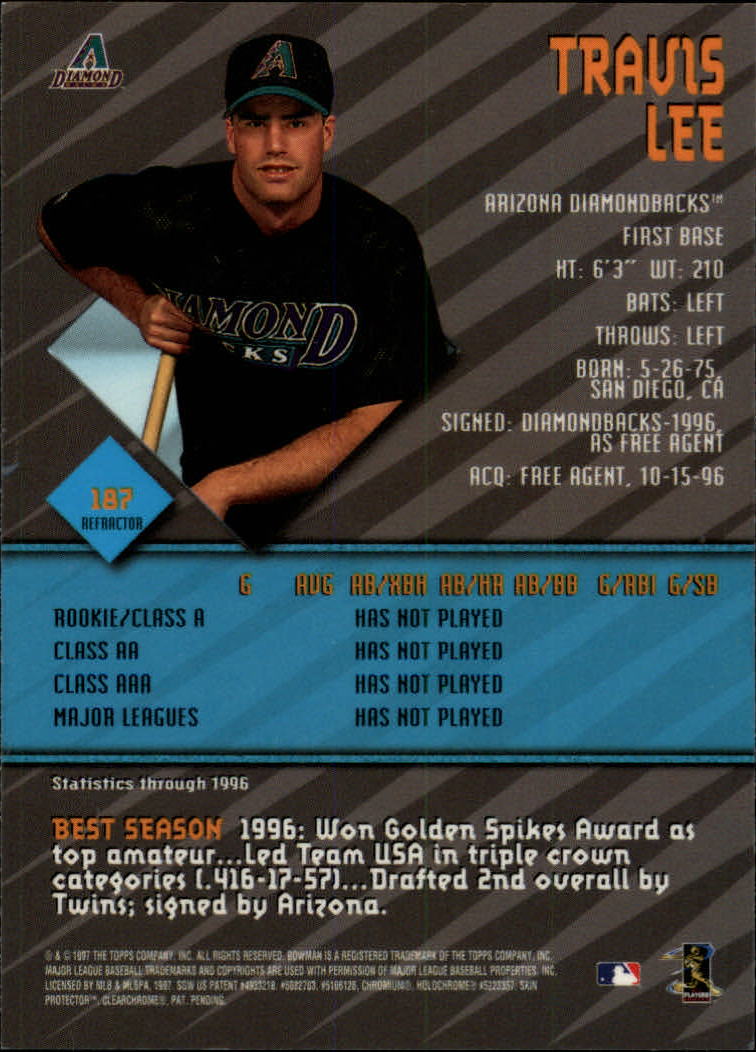 1997 Bowman's Best Refractors #187 Travis Lee back image