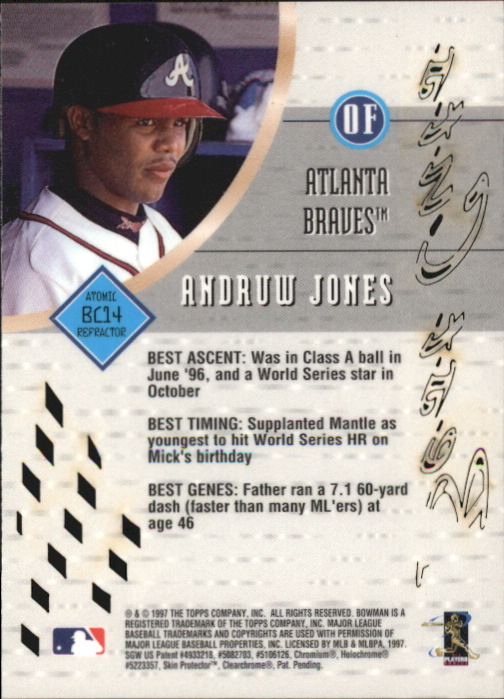 1997 Bowman's Best Best Cuts Atomic Refractor #BC14 Andruw Jones back image