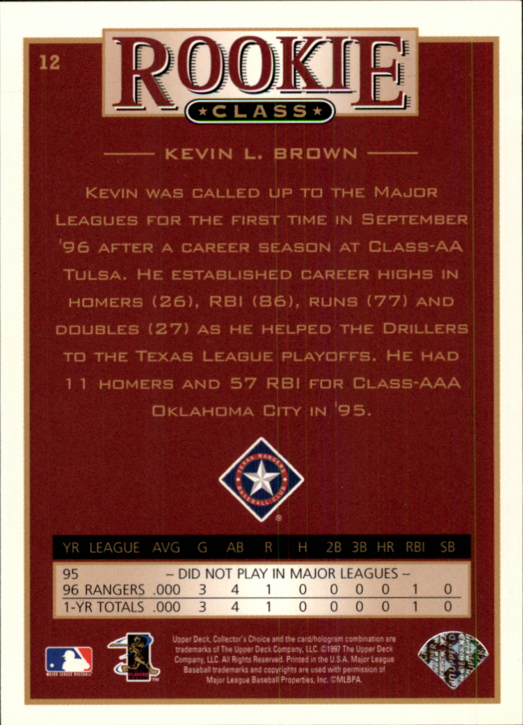 1997 Collector's Choice #12 Kevin L. Brown back image