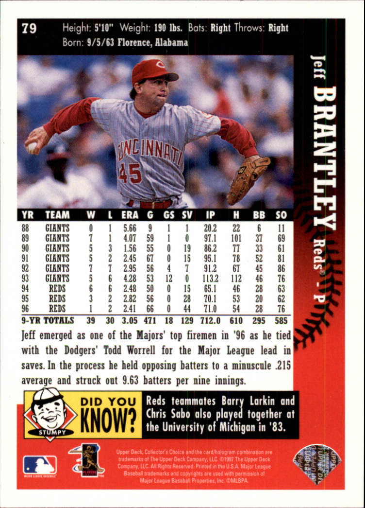 1997 Collector's Choice #79 Jeff Brantley back image