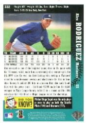 1997 Collector's Choice #332 Alex Rodriguez GHL back image