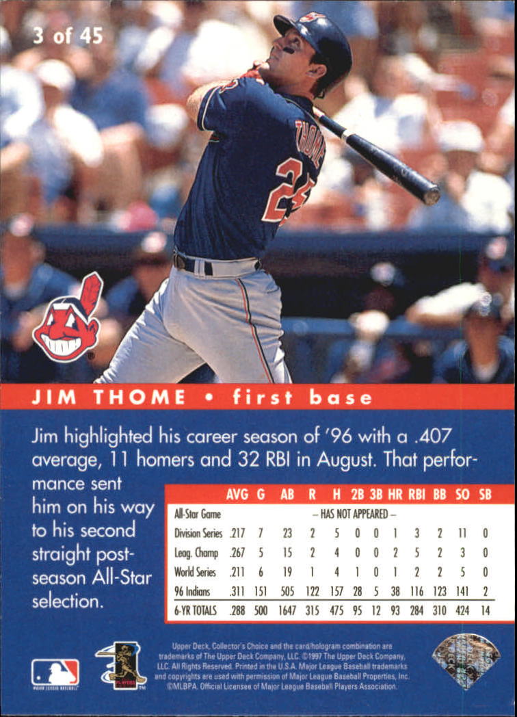 1997 Collector's Choice All-Star Connection #3 Jim Thome back image