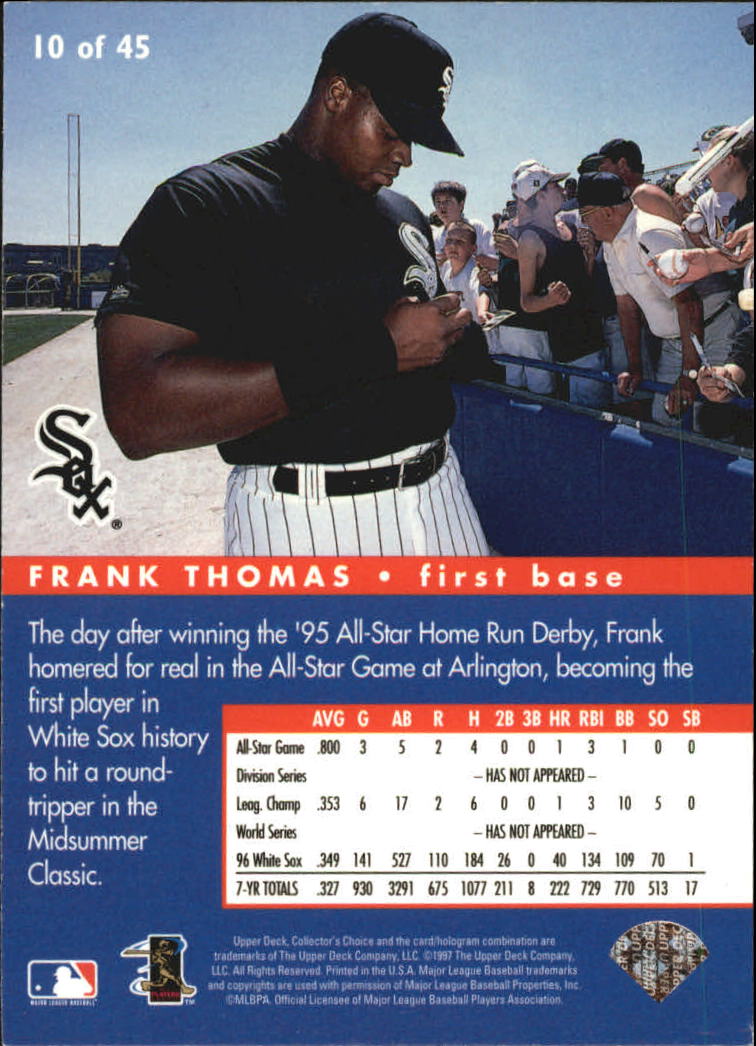 1997 Collector's Choice All-Star Connection #10 Frank Thomas back image