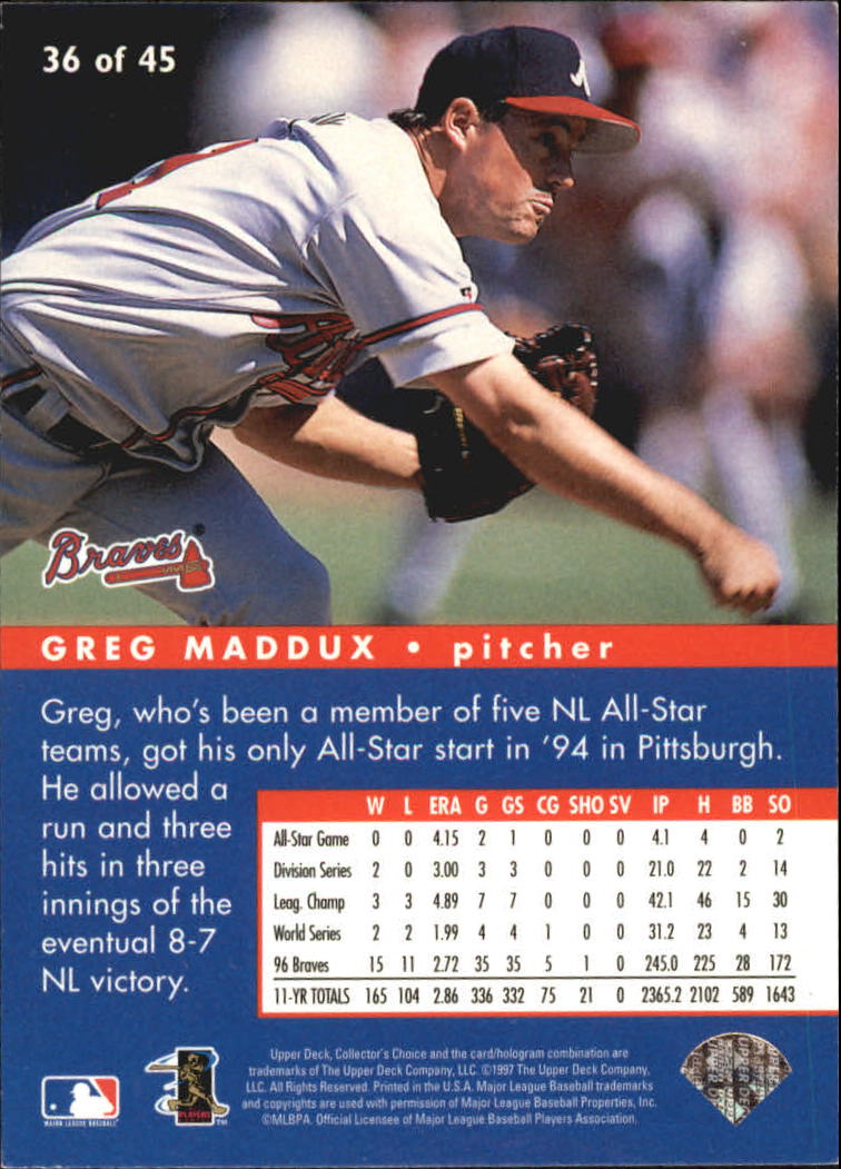 1997 Collector's Choice All-Star Connection #36 Greg Maddux back image
