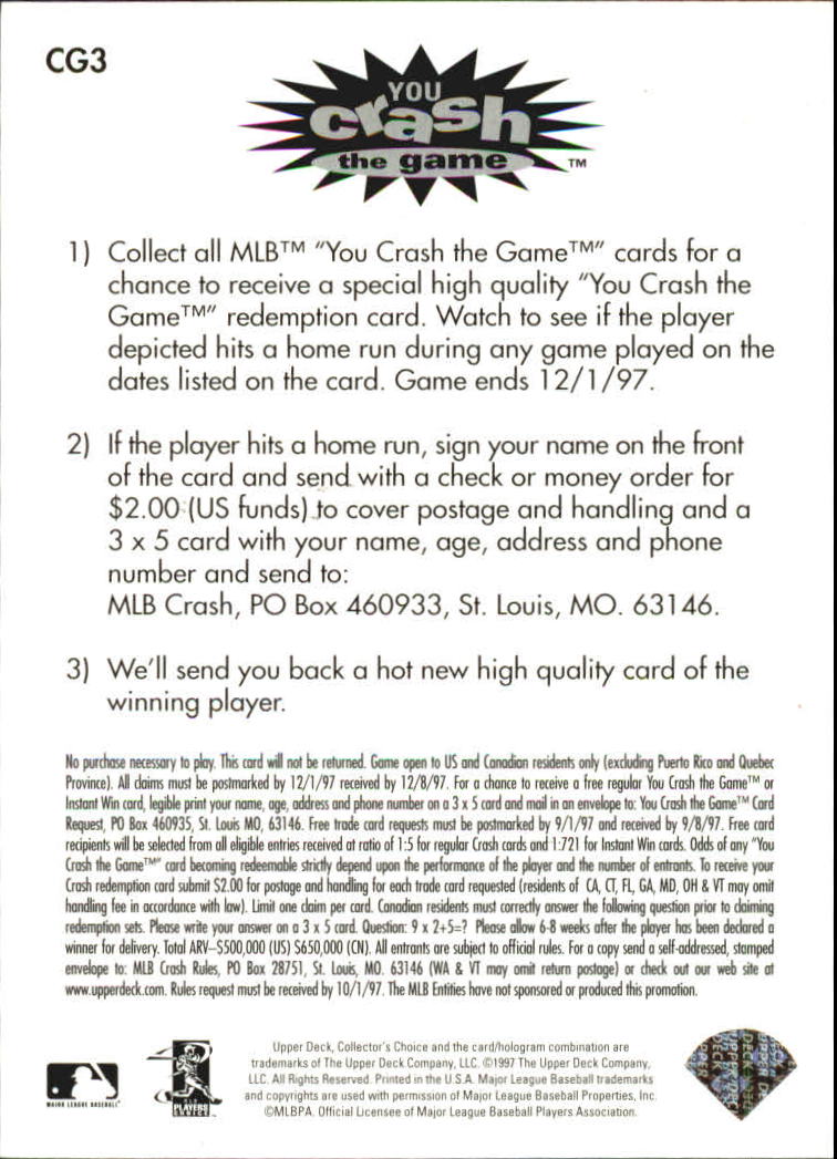 1997 Collector's Choice Crash the Game #3A A.Jones Aug 22-24 W back image