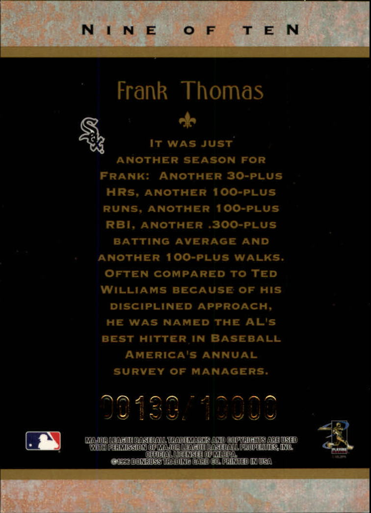 1997 Donruss Diamond Kings #9 Frank Thomas back image
