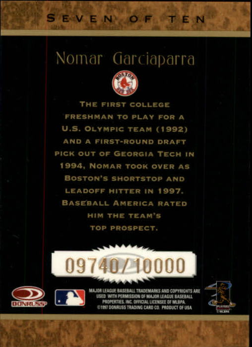 1997 Donruss Rookie Diamond Kings #7 Nomar Garciaparra back image