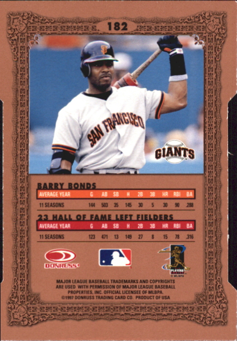 1997 Donruss Preferred Cut to the Chase #182 Barry Bonds NT B back image