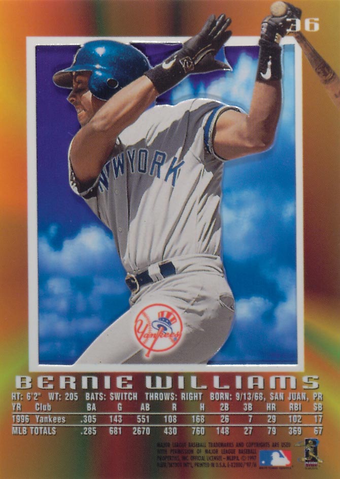 1997 E-X2000 #36 Bernie Williams back image